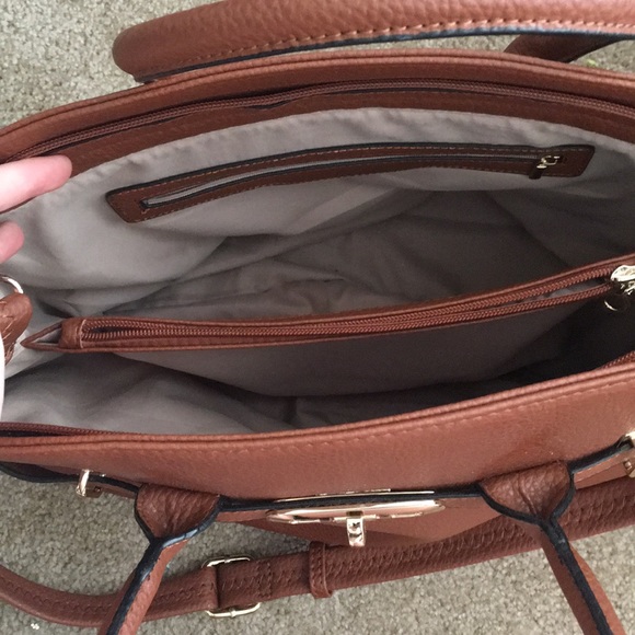 Brown tote bag with gold buckles. Never used. - Picture 2 of 3